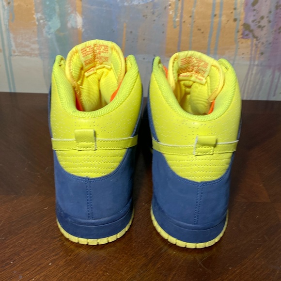 Nike Dunk Hi Homer Simpson 2009 Voltage Yellow Midnight Navy Mens 10 - Picture 3 of 6